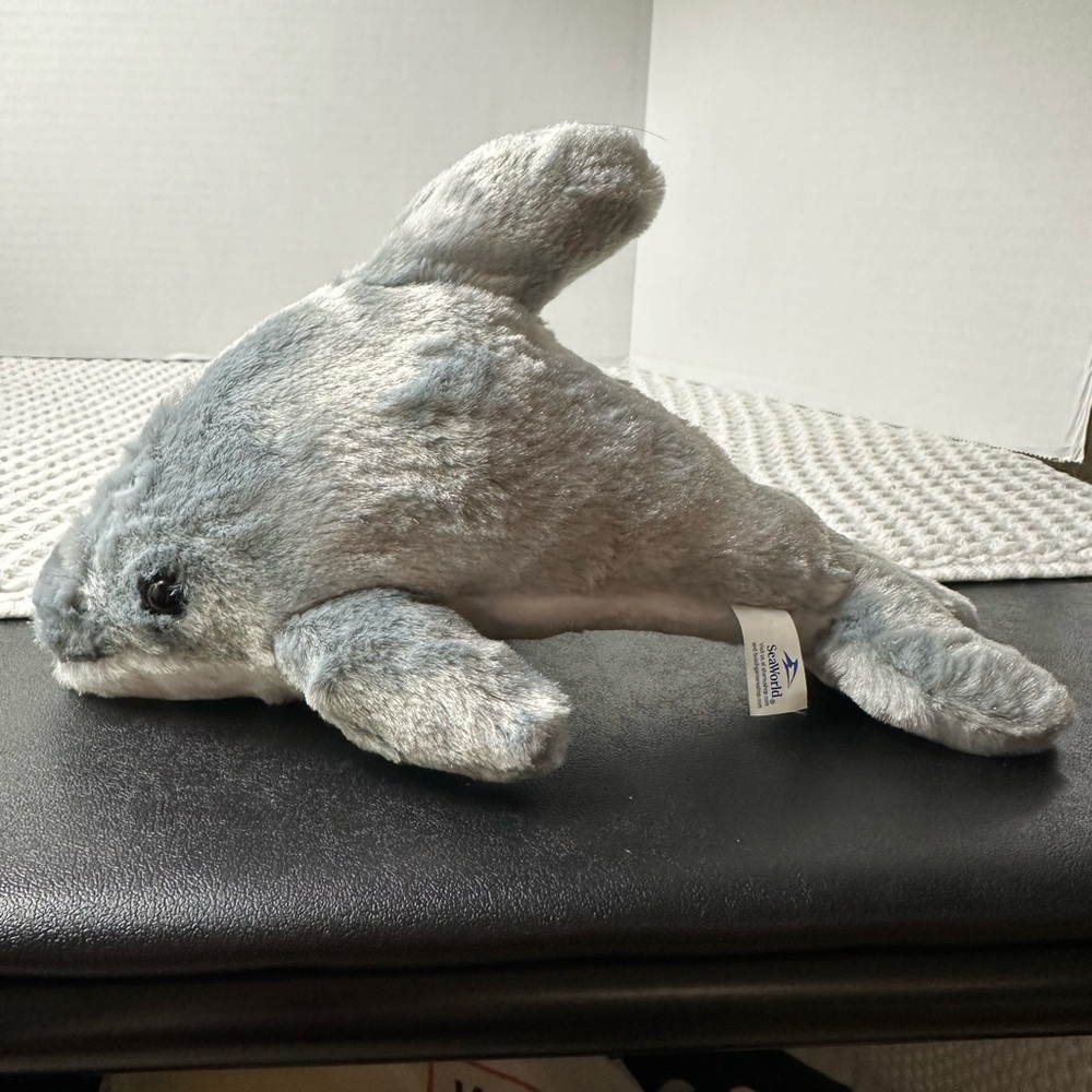 Sea World Dolphin Plush Soft Toy Stuffed Animal‎ 9" Small Gray Souvenir Exc Cond